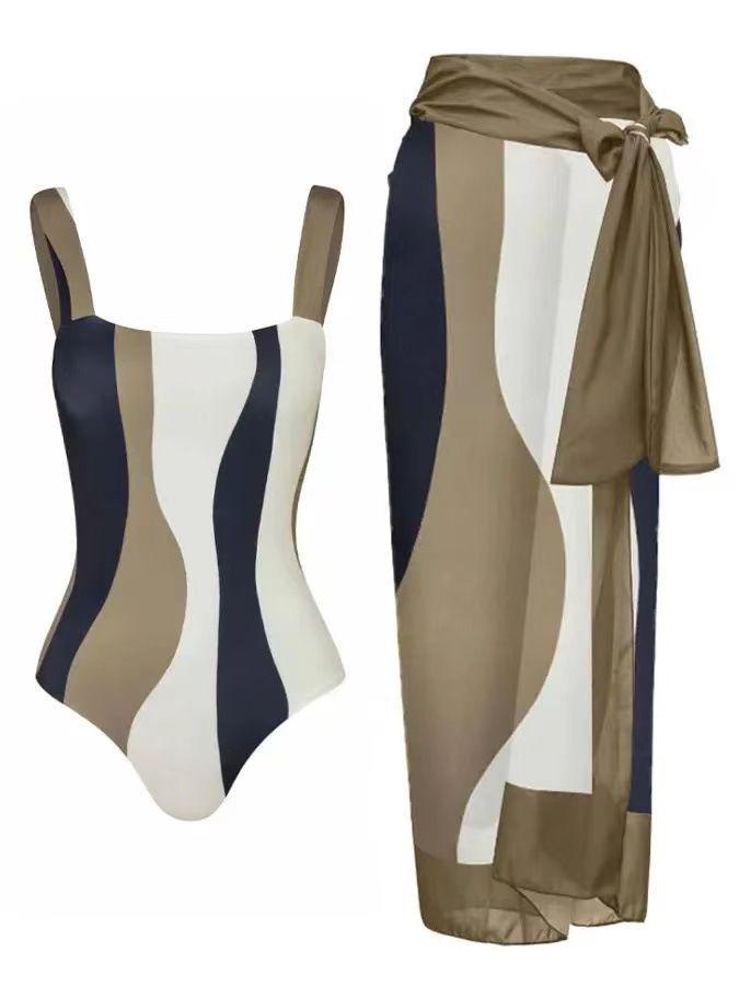 European & American Conservative Bikini Swimsuit Set with Sun Protection Gauze Skirt for Women - Perfect for Beach Vacations & Hot Springs