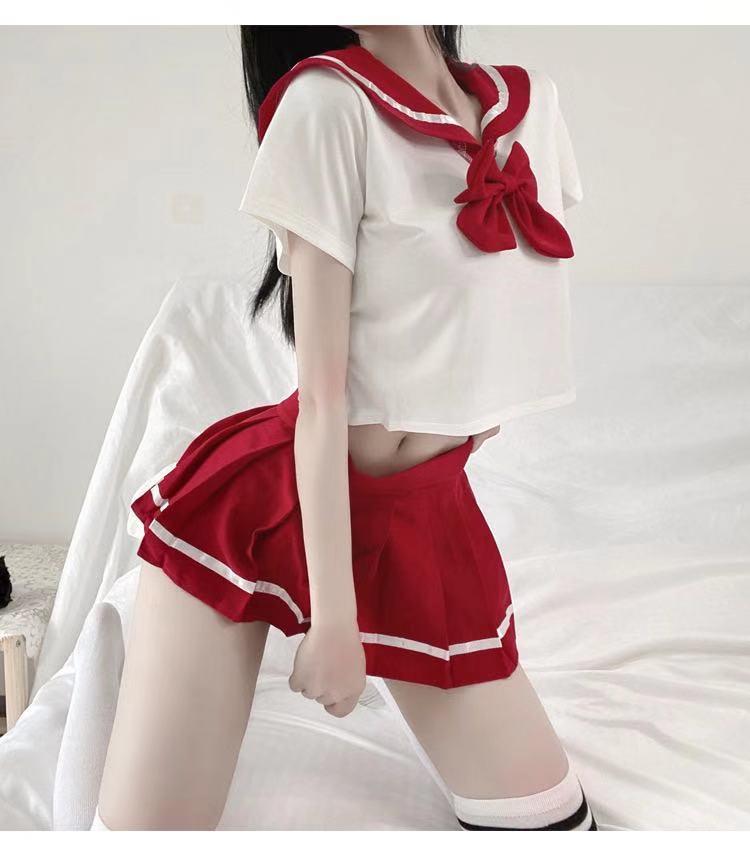Japanese Schoolgirl Role Play Pleated Mini Skirt Lingerie Set