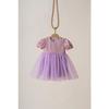 Rosa kurze Ballon-Stoffärmel, detailliertes Tutu-Tutu-Kleid für Babymädchen