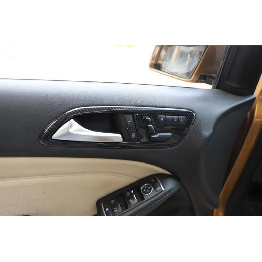 Interior Door Handle Frame Trim 4PCS For Benz B-Class 2012- ABS Carbon Fiber
