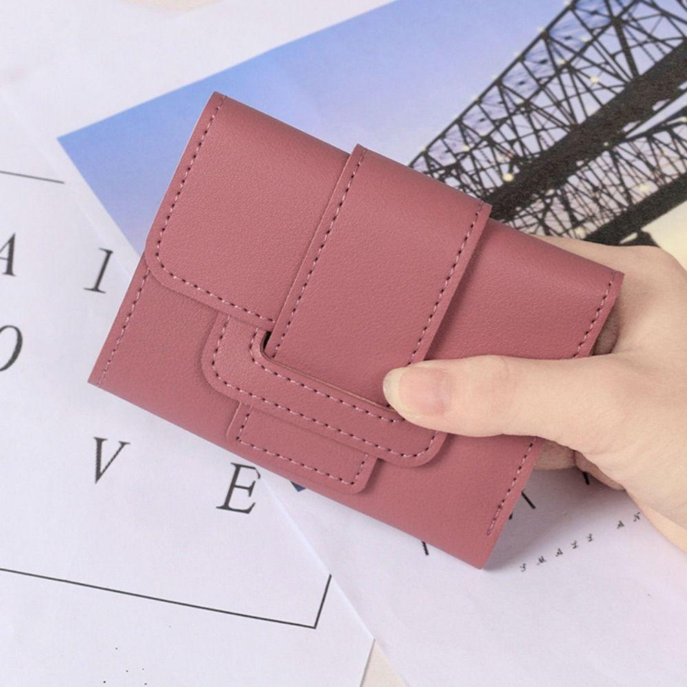 Thin Pouch Money Bag Card Holder Short Hasp Fold-over Purses PU Leather Wallets Coin Purses Women Wallets