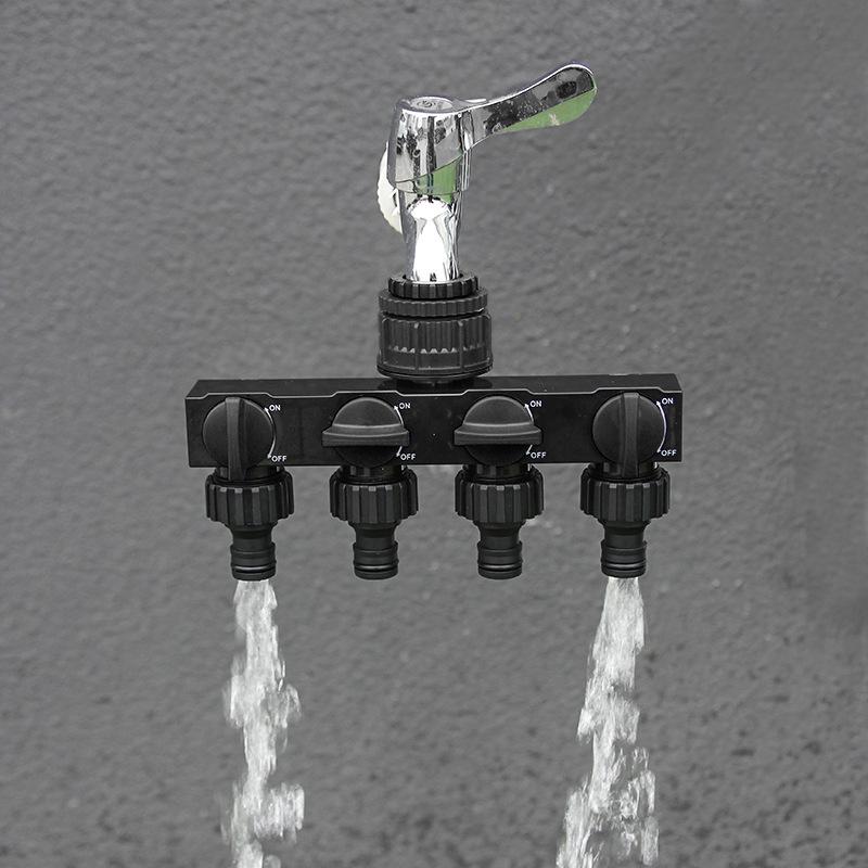 Home Garden 4-Way Water Connector with Switch Valve Faucet Quick Connect.