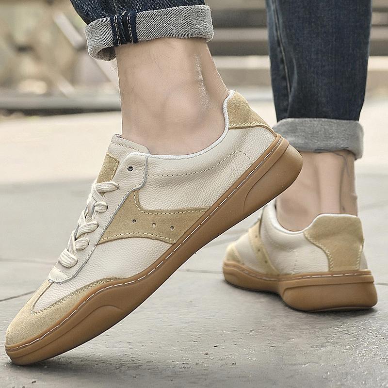 Fashion High Quality Male Outdoor Flats Men's Genuine Leather Sneakers Casual Fashion Walking Shoes Comfortable Skate Shoes for Men