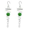2Pcs Gazing Ball Spiral Tail Wind Spinner Stabilizer Stainless Steel Spiral Wind Chimes for Outside Green