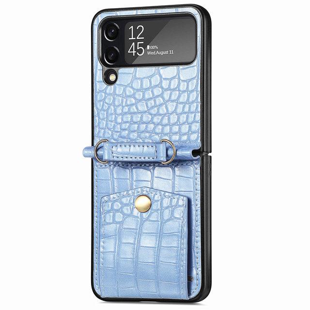 Wallet Phone Bag Crocodile Leather Case For Samsung Galaxy Z Flip4 5g Flip 4 Zflip4 Non -Slip Card Slot Full Protection Cover