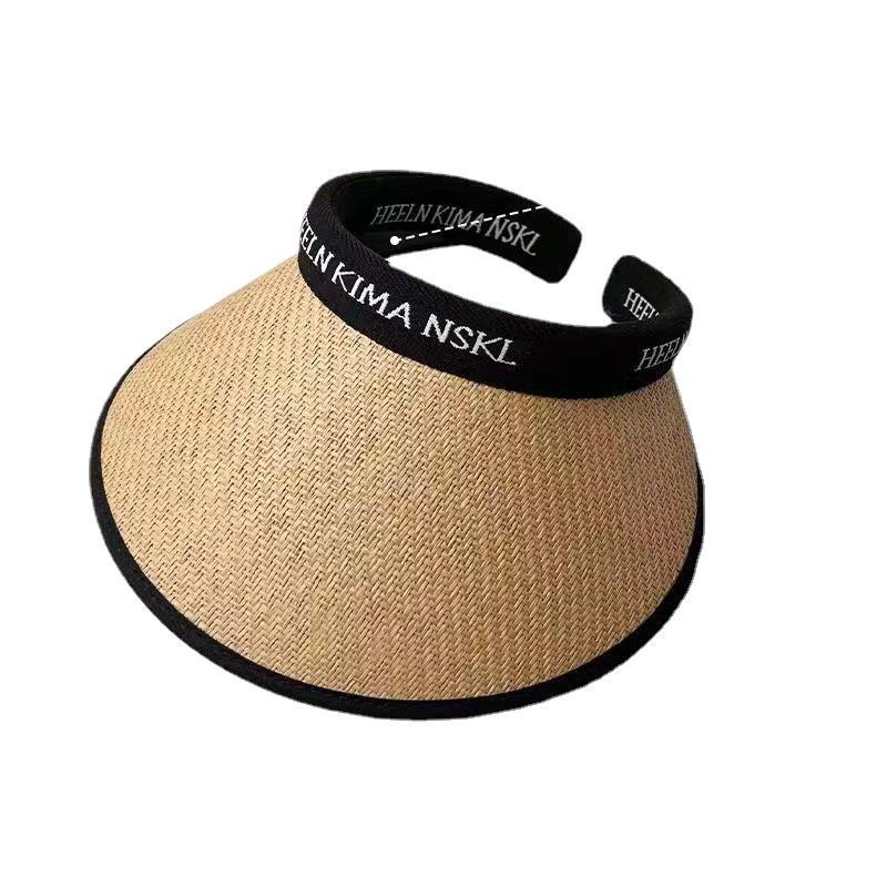 

Полая женская солнцезащитная шляпа с буквенным логотипом и большими полями, солнцезащитная шляпа