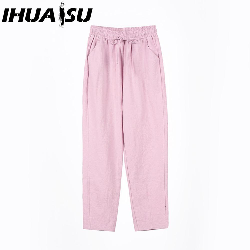 IHUASU 9barevné kalhoty z čisté bavlny devítidélkové jarní letní úzké rovné volné ležérní kalhoty dámské jednobarevné harémové kalhoty