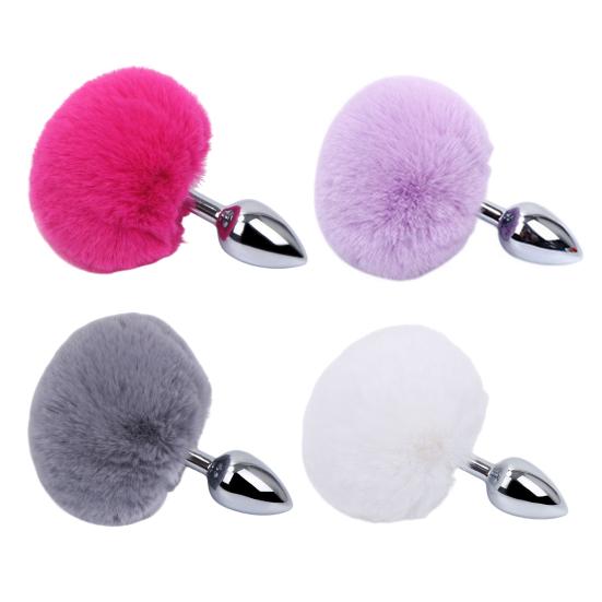 Metal Anal Plugs with Faux Fur Stainless Steel Butt Plugs for Prostate/G-Spot Stimulation Weighted Ergonomic Design Body-Safe Discreet Adult Toy