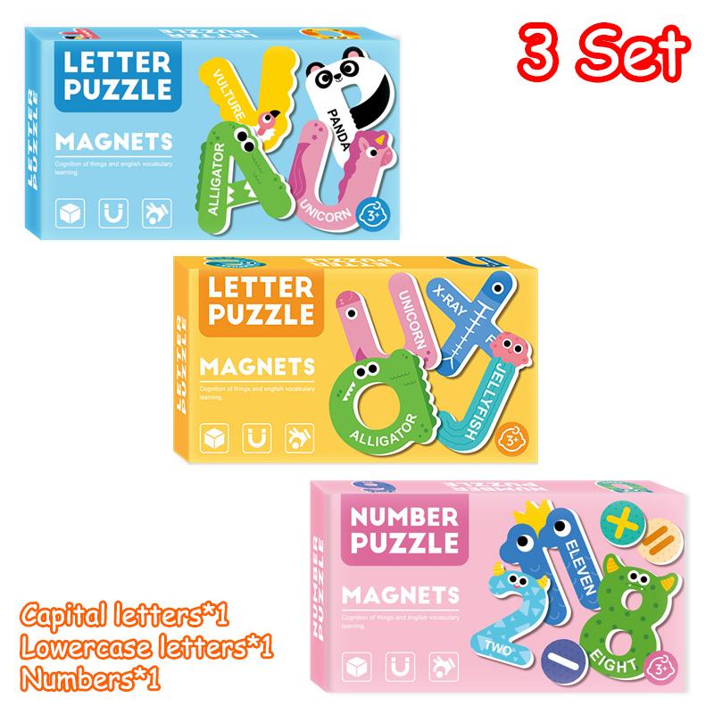 Montessori Magnetic Puzzles Toy Early Education Alphanumeric Learning 8 Themes Fridge Magnets Educational Toys For 3-6 Years Old
