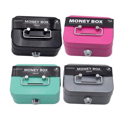 Money Saving Box for Children, Metal Piggy Bank with Key Lock, Money Saving Box Small Storage Box with Handle for Coin Cash
