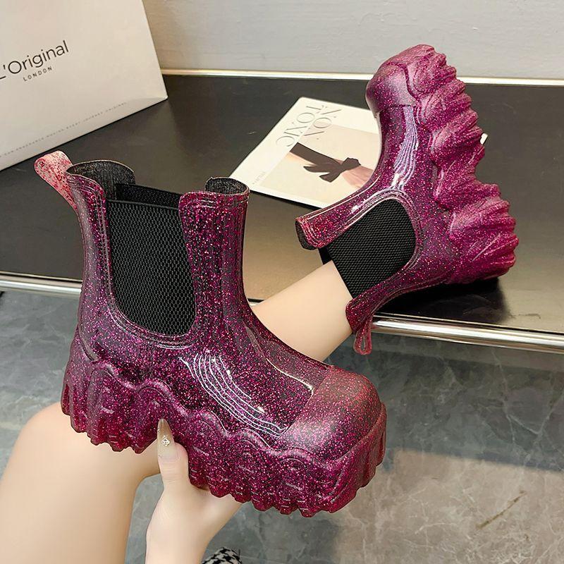 Fashion 2025 New Eco-Friendly Fashion Women Rain Boots Outdoor Comfortable Designer Shoes Women Trend Luxury Platform Ankle Boots Women