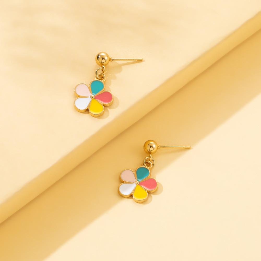 

Цветок Яркие Красочные Серьги Элегантный Сплав Ручной Работы Простые Украшения Женские