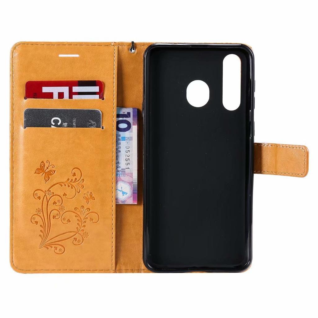 Suitable for Samsung A10 Embossed Leather Case A8S 3D Butterfly Pattern Card Holder, Mobile Phone Case P30 Case