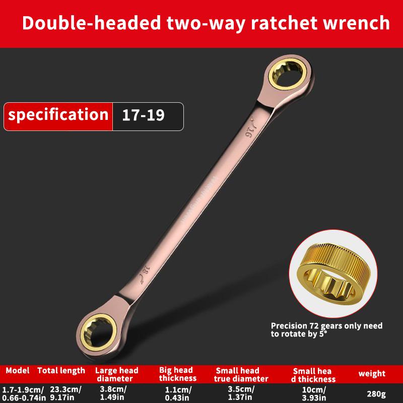 Double Head Ratchet Wrench , 6-27mm Chrome Vanadium Steel, Reversible Combination Spanner for Auto & DIY Repairs