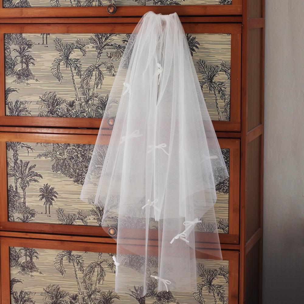 

Puffy Tulle Wedding Veil Double-layer Bridal Gloves for Wedding Engagement Proposal Veil without Pearl