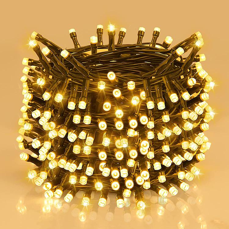 Solar Copper Wire String Lights - Outdoor Green, 8-Function LED for Camping