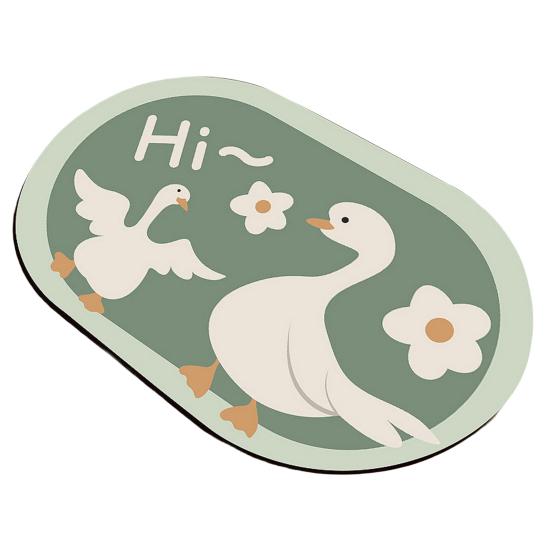 Cartoon Oval Bath Mat for Bathroom Non Slip Diatomaceous Floor Mat Super Absorbent Bathroom Rug Fit Under Door Quick Dry Floor Mat
