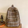 Schultaschen-Rucksack für Damen, wollener Herbst/Winter neuer Mittelschulrucksack, einfacher karierter Reiserucksack, Schulranzen im College-Stil