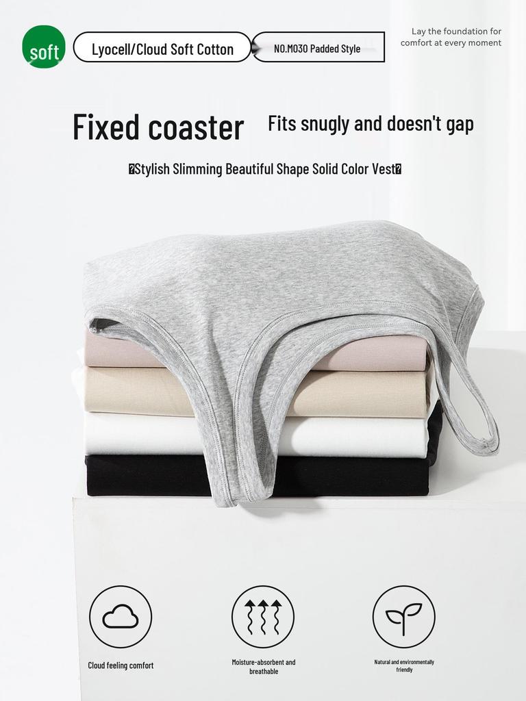 Women's Anti-Light Cotton Camisole: Covers Underarm, Chest Pads, Wear Alone or as Base Layer, Sleeveless Top