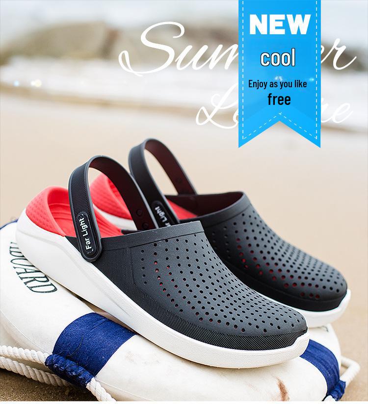 Men's Summer Non-Slip Breathable Hole Shoes: Soft-Soled Double-Use Sports Beach Sandals