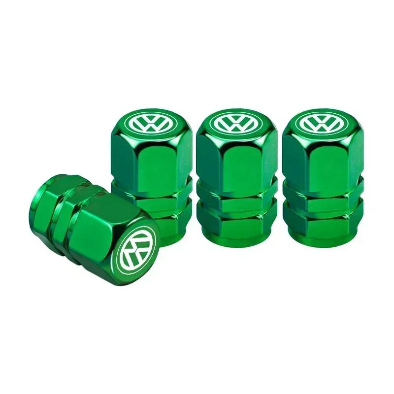 4Pcs Volkswagen Car Valve Stem Cover Metal Dustproof Cap For VW Atlas Jetta Touareg Variant Golf Polo GTI Taos Nivus Passat CC