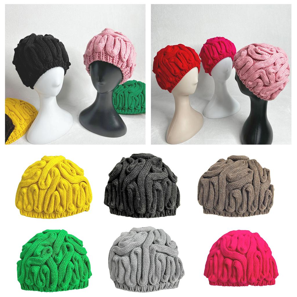 Novelty Knitting Cerebrum Hat for Female Warm Skull Hat Windproof and Comfortable Fashion Outdoor Skull Caps for Casual