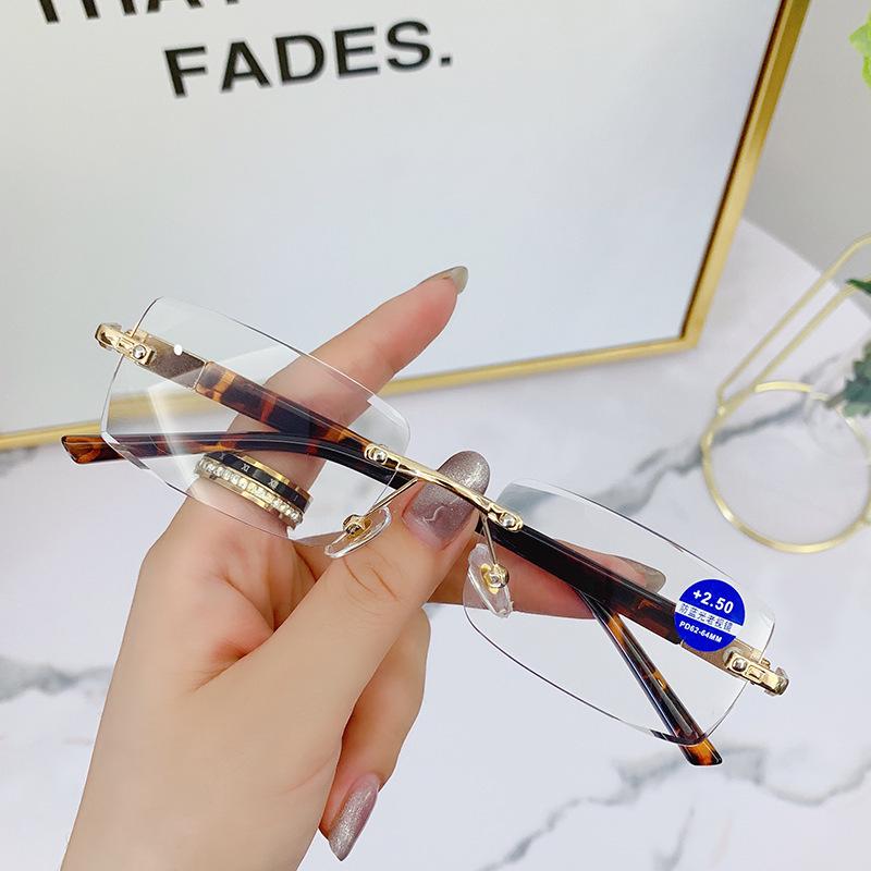 Frameless Anti-Blue Light Retro Reading Glasses for Seniors - Metal, Single Vision, Fashion Hot Seller