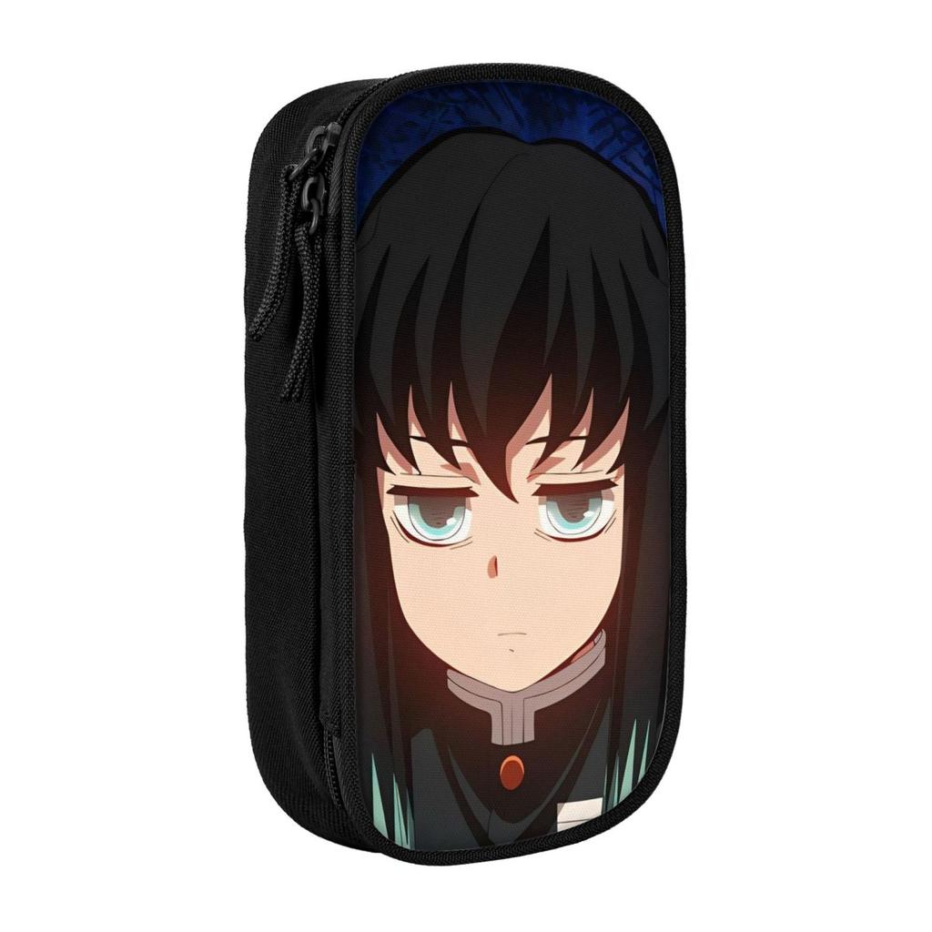 Mist Hashira Muichiro Tokito Pencil Case Demon Slayer Pen Holder Bag Girl Boy Big Capacity Students School Zipper Pencilcases