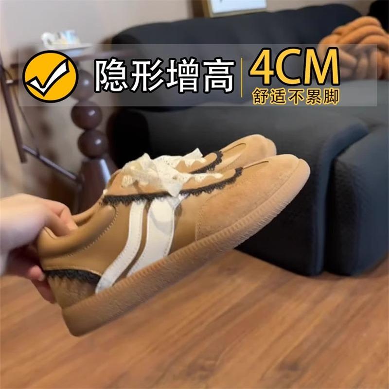Cowhide version~ thick-soled niche lace design sense women's spring and summer new versatile casual sports shoes