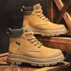 Men's Shoes Thick Soles Wear Raise Anti-slip Breathable Deodorant High Work Boots Leather Big Yellow Boots Plus Size Men's Boots