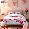 3pcs Valentine's Day Pink Romantic Love Printed Coreless Down Duvet Cover Set Multi Size Bedding Holiday Decoration