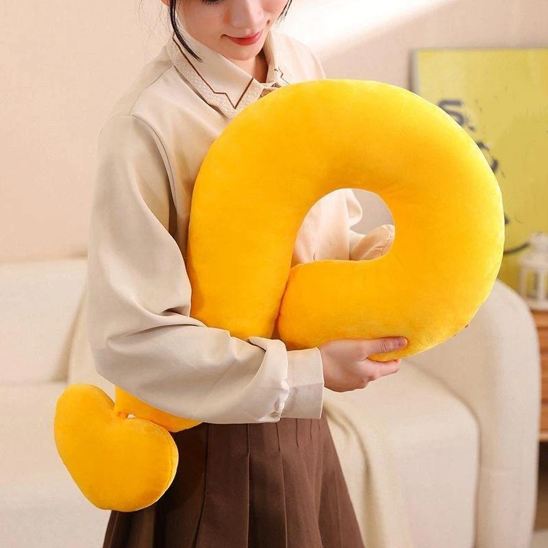 Weiches Plüsch-Nackenkissen in langer Fragezeichenform Ergonomisches Design Bequeme Nackenstütze für Reisen Büro Nickerchen Lange Fahrten