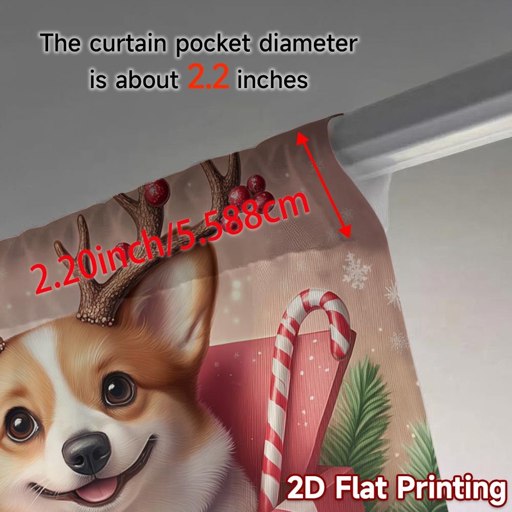 2 Stück, Vorhänge Niedlicher Corgi Weihnachtsgeschenk (3) Beliebte Minimalistische Vorhänge Drucke Lichtfilternde Vorhänge Festlicher Gebrauch für Schlafzimmer