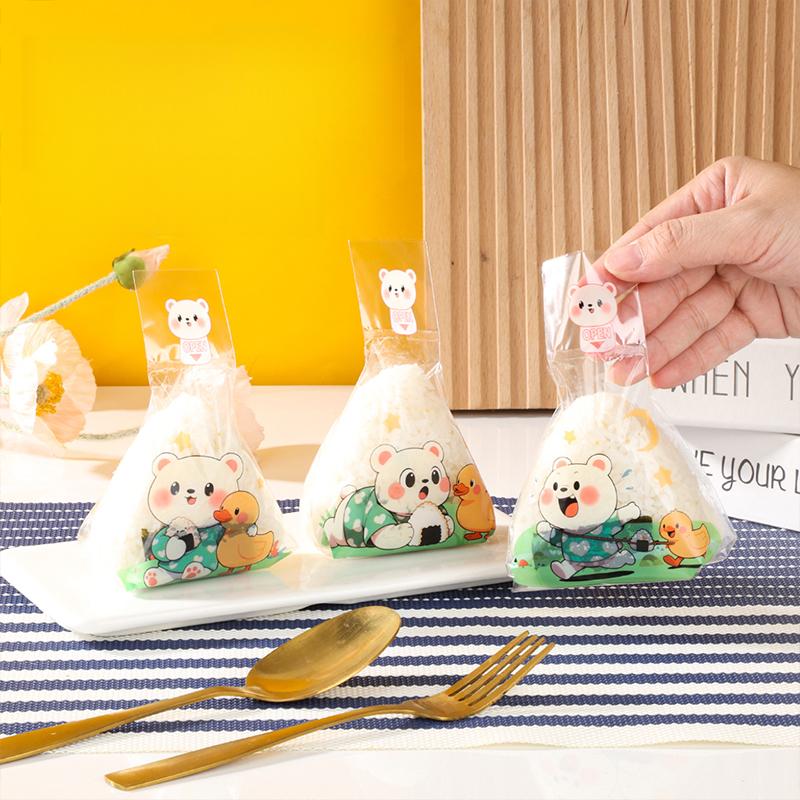 50Pcs Triangle Sushi Mold Onigiri Maker DIY Bento Box Tools Cute Cartoon Nori Seaweed Rice Ball Wrapper Bags Kitchen Home Party