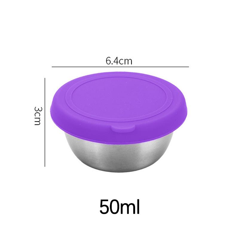 304 Stainless Steel Sauce Cup with Sealed Lid Salad Tomato Dressing Small Dipping Saucer Bowl Sushi Bento Condiment Containers