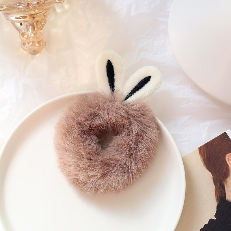 Plush Rabbit Ears Headband Female High Elastic Rubber Band Sweet Girl Cute Hair Ring Rope Headdress
