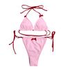 Women's Sexy Split Color Bikini SSwimsuit Bow Tie Swimsuit 2 Piece Set