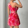 Women's Casual One Shoulder Sleeveless Printed Dress With High Waist And Hip Hugging Skirt