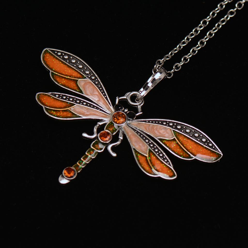 Dragonfly Vintage Ribbon String Purple Diamond Necklace Children'S Girl Necklace