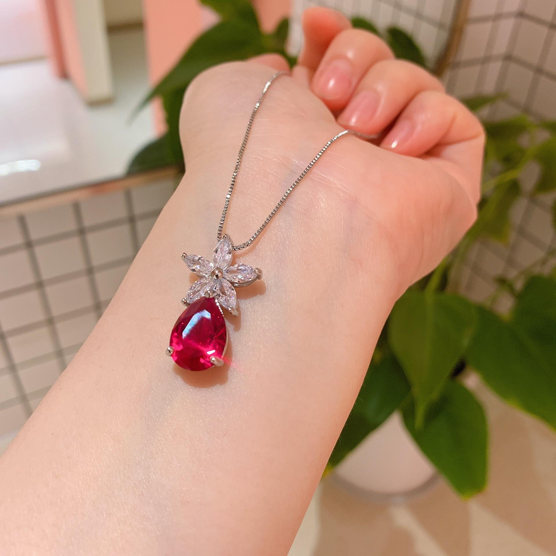 Набор ювелирных изделий Huamei Рубиновый кулон Серьги цвета «голубиная кровь» Ожерелье Paraiba Изумруд