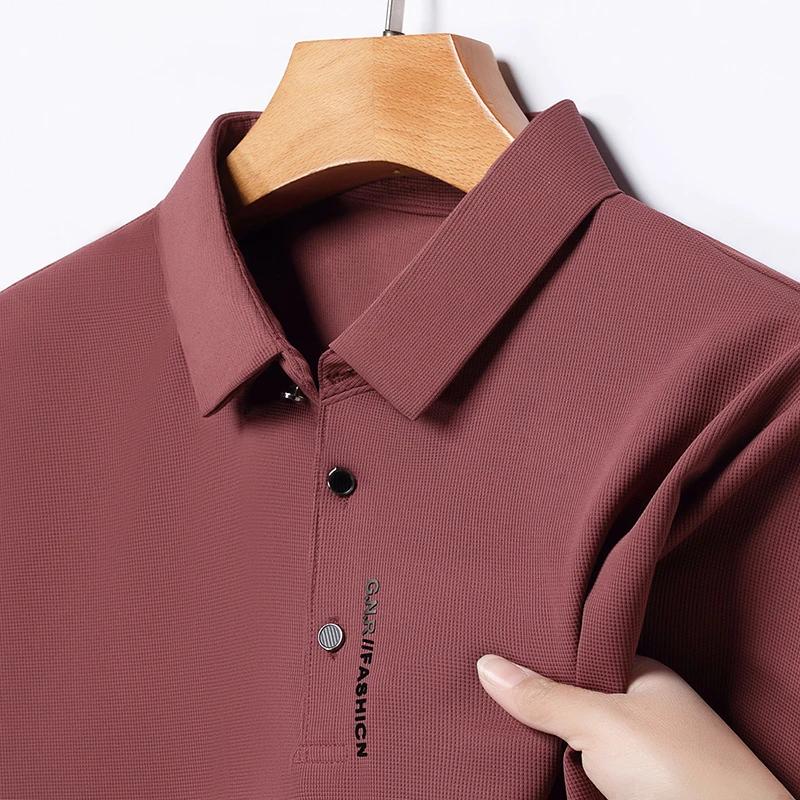 STORN Men's Short Sleeve Solid Color Polo Shirt Breathable Comfortable Elastic Top New Arrivals Casual Business Style
