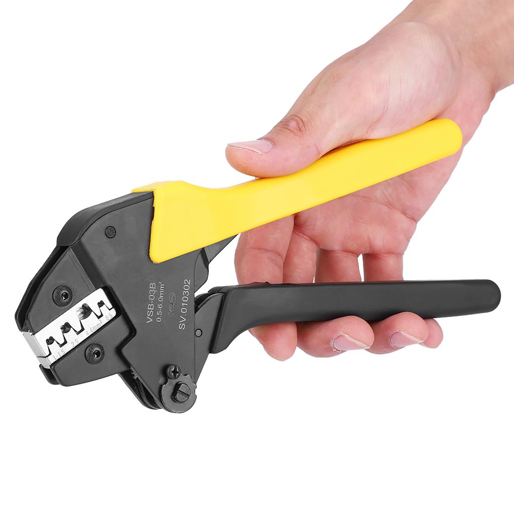 Ratchet Crimping Pliers 0.5 6mm AWG23‑10 Carbon Steel Self Adjusting Terminal Crimper