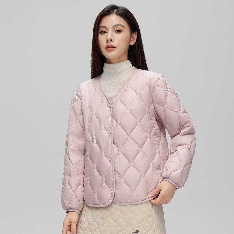 Light and Thin Rhombus Down Jacket Women's Autumn and Winter New Short Models, Light and Loose Outer Wear, Inner Tank Plaid Jacket