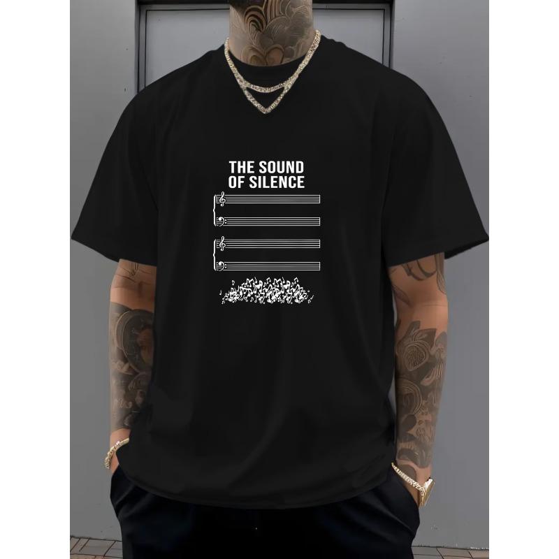Men's Hip-Hop Music Graphic T-Shirt - Bold Sound & Song Print, Soft Breathable Round Neck Short Sleeve Tee Suitable for Daily Wear, Sports