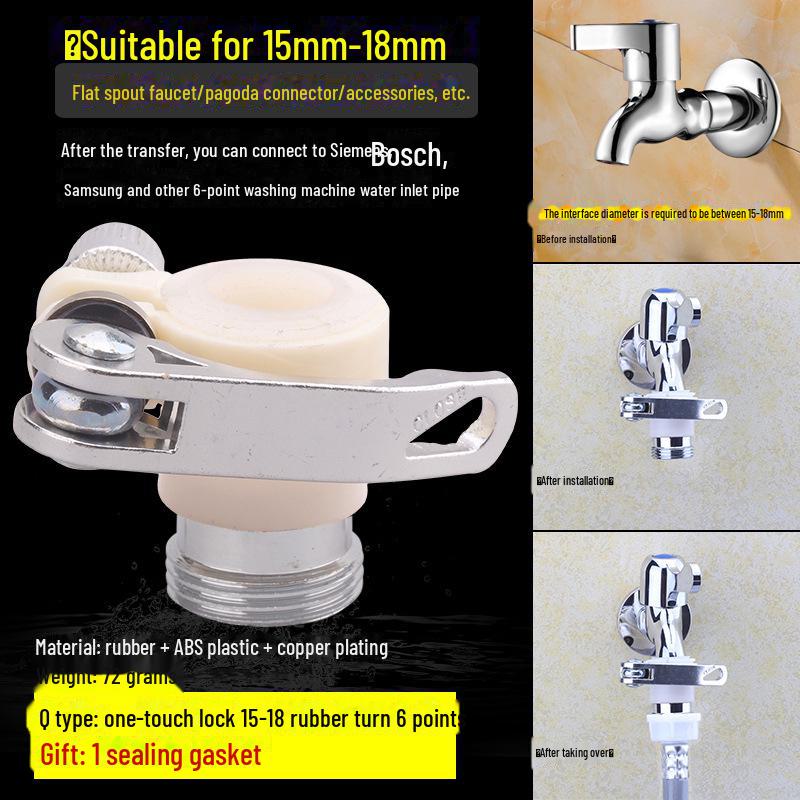 Washing Machine Faucet Adapter: 4 To 6 Points Connector for Inlet Pipe and Car Wash Basin