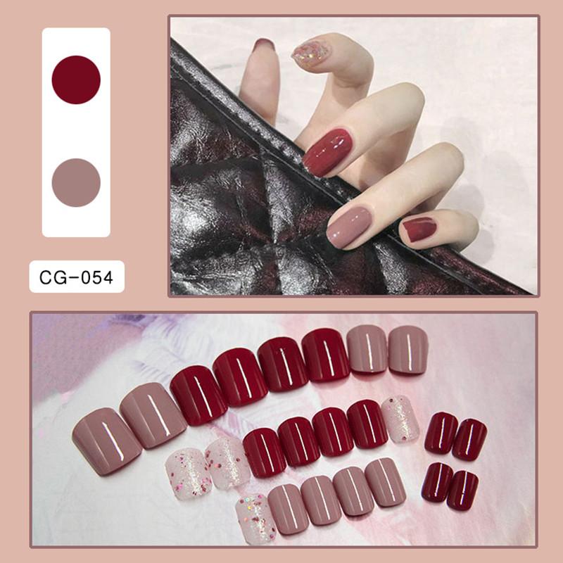 

24 шт. Милые носимые накладные ногти-наклейки Мода Милашки Ношение Среднего и Короткого Стиля Накладка для Ногтей Ручной Работы Искусственные 054