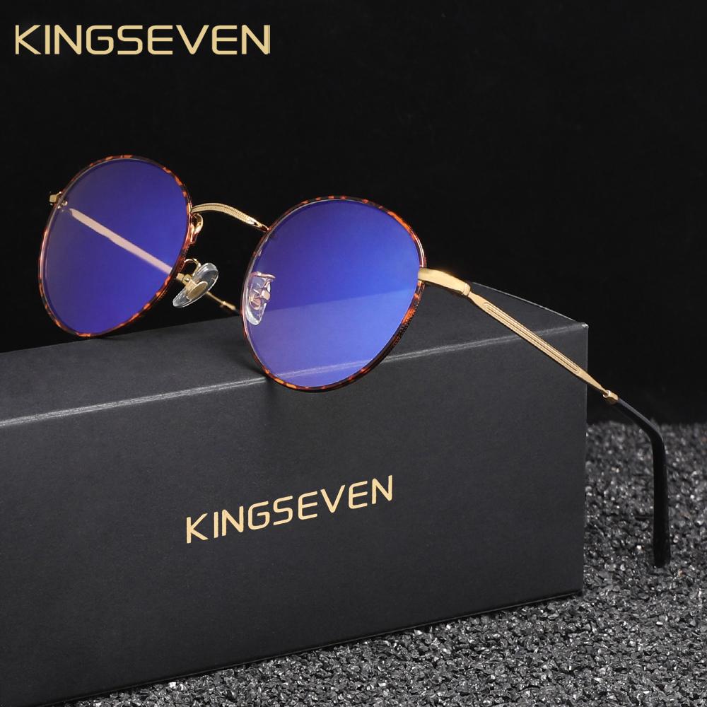 KINGSEVEN Round Transparent Lens Glasses Thin Frame Anti-Blue Light Men/Women Blue Ray Blocking Computer Game Eyeglasses