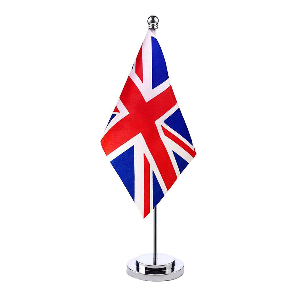 United Kingdom Flag Polyester UK British Desk Flag Small Mini UK Table Flags with Stand Base Home Office Festival