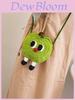 Apple Knitted Mini Crossbody Bag With Drawstring Closure For Kids And Teens