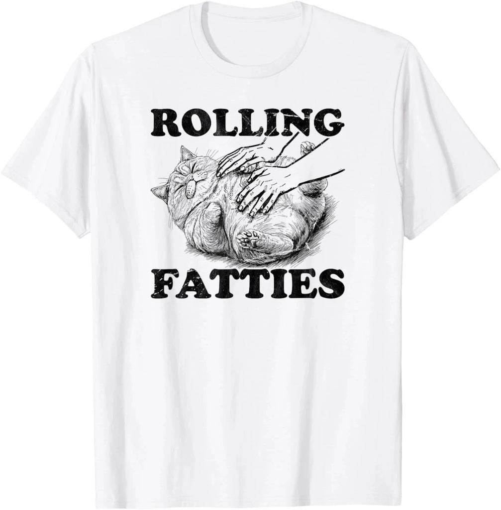 Rolling Fatties cat funny cute cat lover Kitten Owner retro T- Shirt